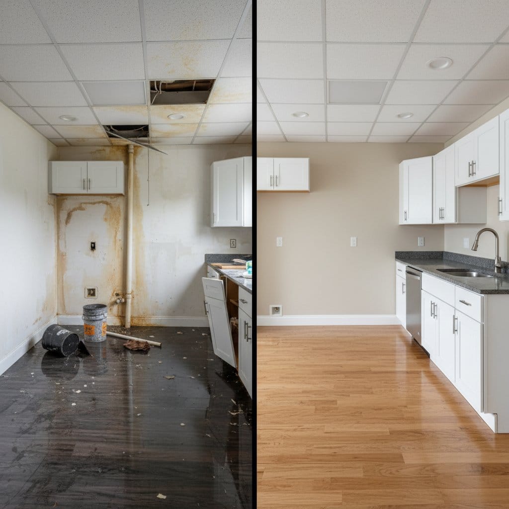 Water Damage Restoration restoration β home kitchen of colonial residence in Hackensack, NJ
