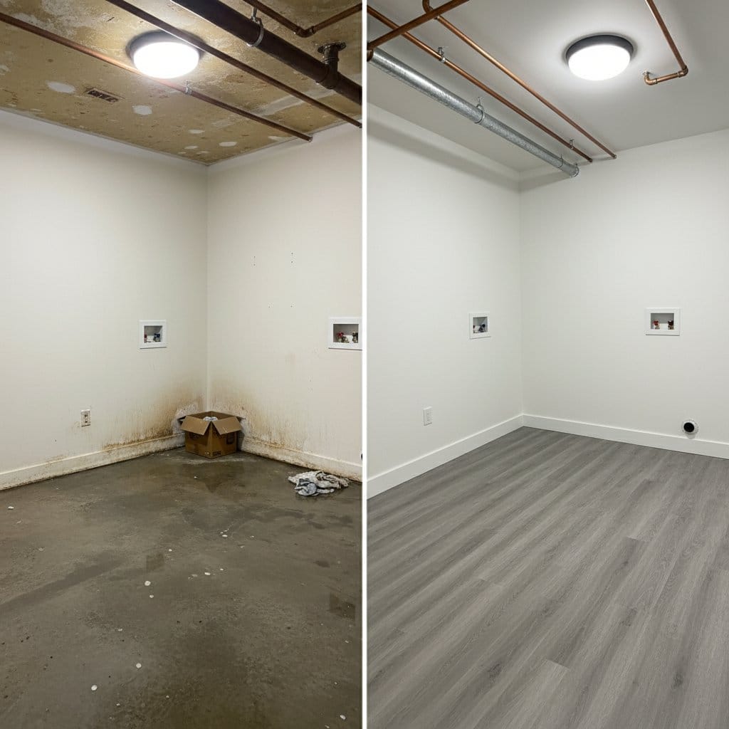 Content Drying & Property Cleanup restoration β utility room of private residence in Hackensack, NJ